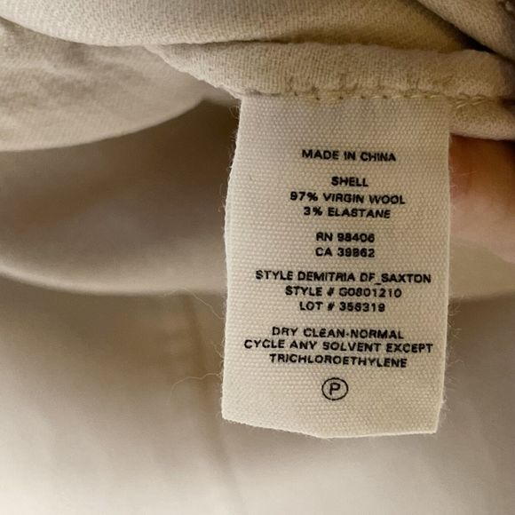 Theory Womens Sz 12 High Rise Pants Wide Leg Beige Demitria Crepe Wool Business - Picture 3 of 3